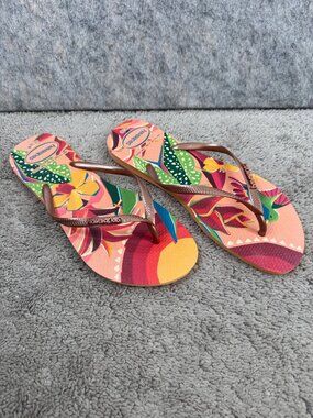 Havaianas Floral Flip Flops Womens 11-12 Mens 9-10 Tropical
